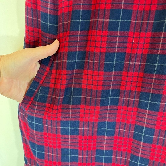 MADEWELL EDINA RED BLUE PLAID SHIRT SHIFT DRESS FLANNEL COTTON SIZE XXS - Picture 9 of 11